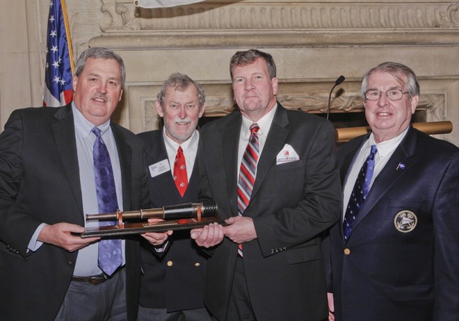 2012 Cruising Club of America Annual Awards Night at the New York Yacht Club<br />
<br />
Rod Stephens Award Winner, Bob Arzbaecher, Bob Drew Awards Chairman, Brian Adams Navigator of the yacht Sociable and CCA Commodore Dan Dyer<br />
<br />
<br />
<br />
Photo © Dan Nerney<br />
<br />
 ©  SW